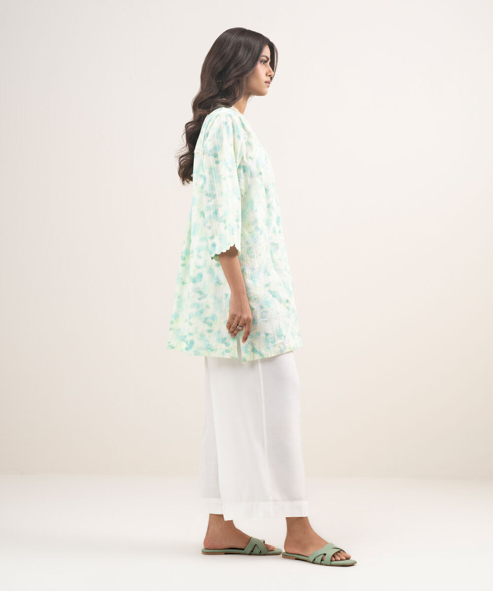 Women's RTW Leno Kara Embroidered Mint Green Straight Shirt