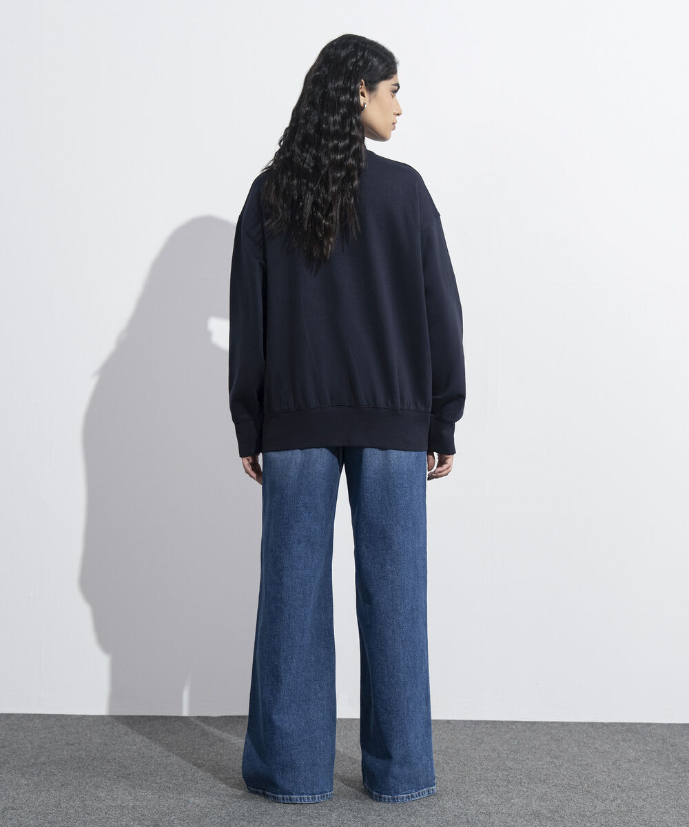 Women's Western Wear Blue Sweatshirt With Slits