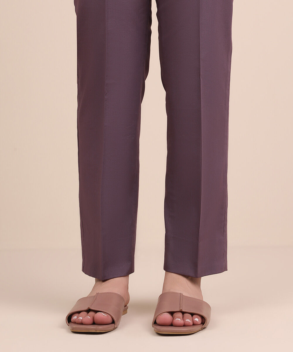 Unstitched Women's Purple Cotton Trousers