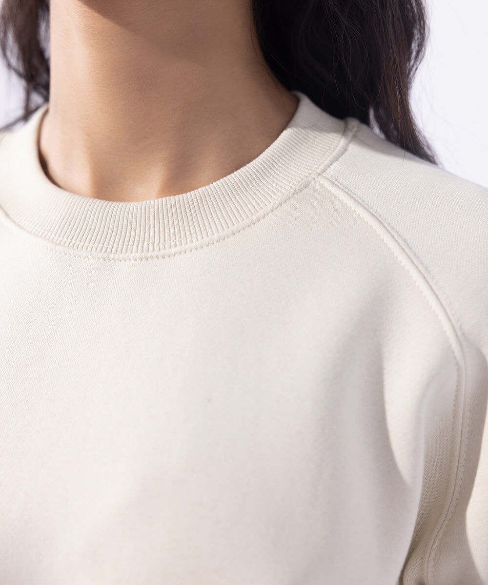 Woman - Off White Fleece Sweatshirt with Raglan Sleeves
