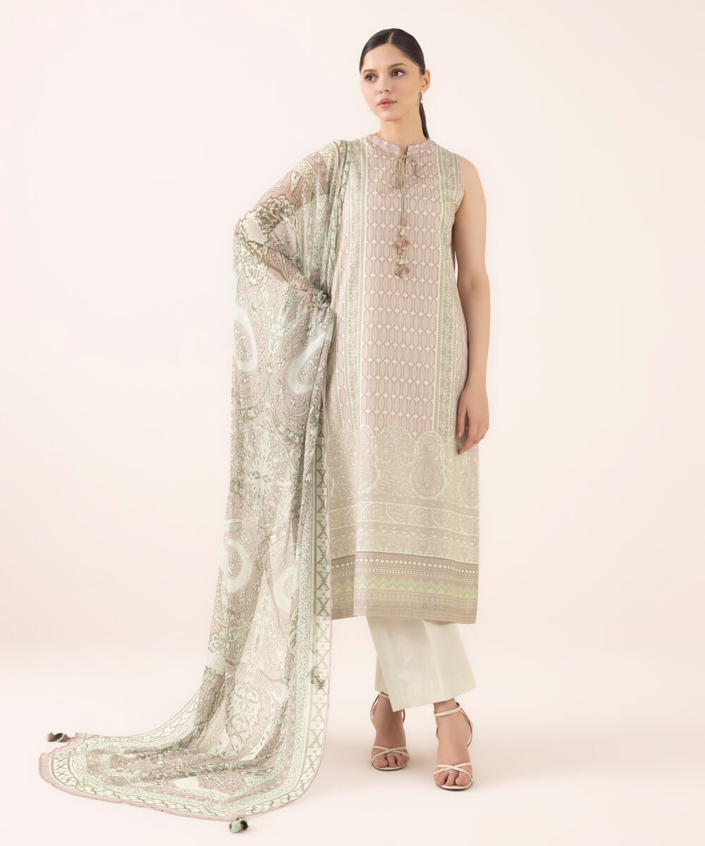 Women's Unstitched Lawn Printed Multi Three Piece Suit