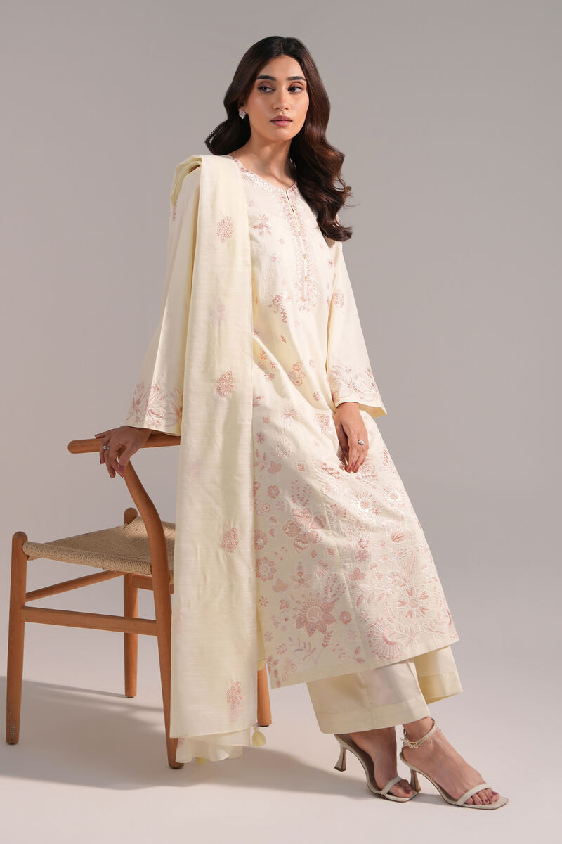 3 Piece - Embroidered Cambric Suit