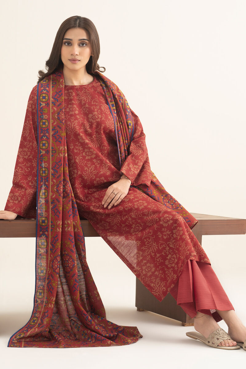 3 Piece - Printed Khaddar Suit