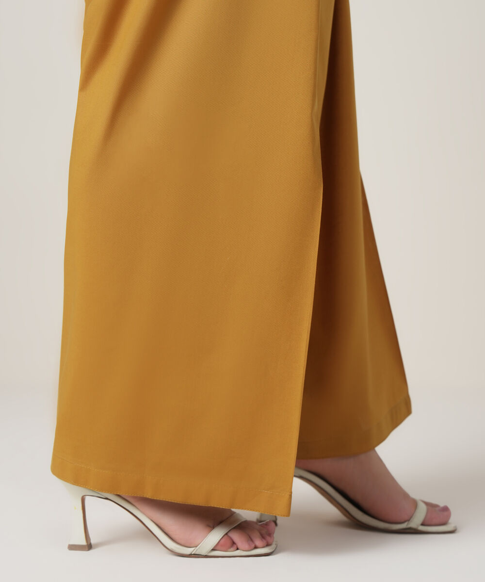Women's RTW Cambric Mustard Solid Trousers
