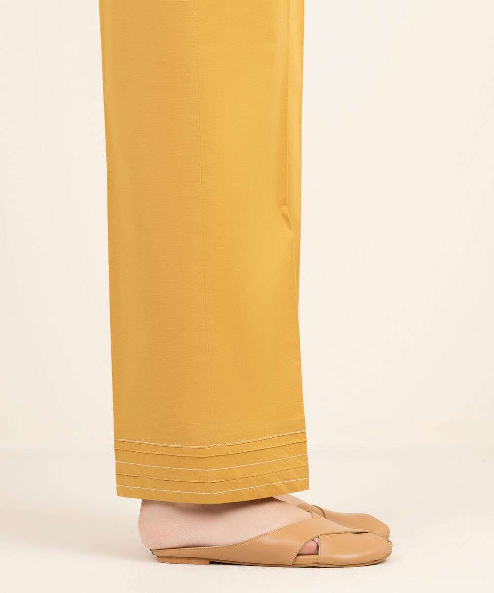 Women's RTW Cambric Solid Yellow Culottes