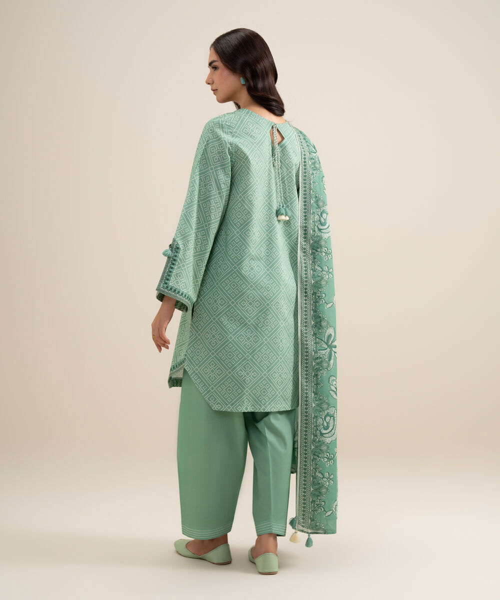 Women's Unstitched Lawn Printed Light Teal 3 Piece Suit