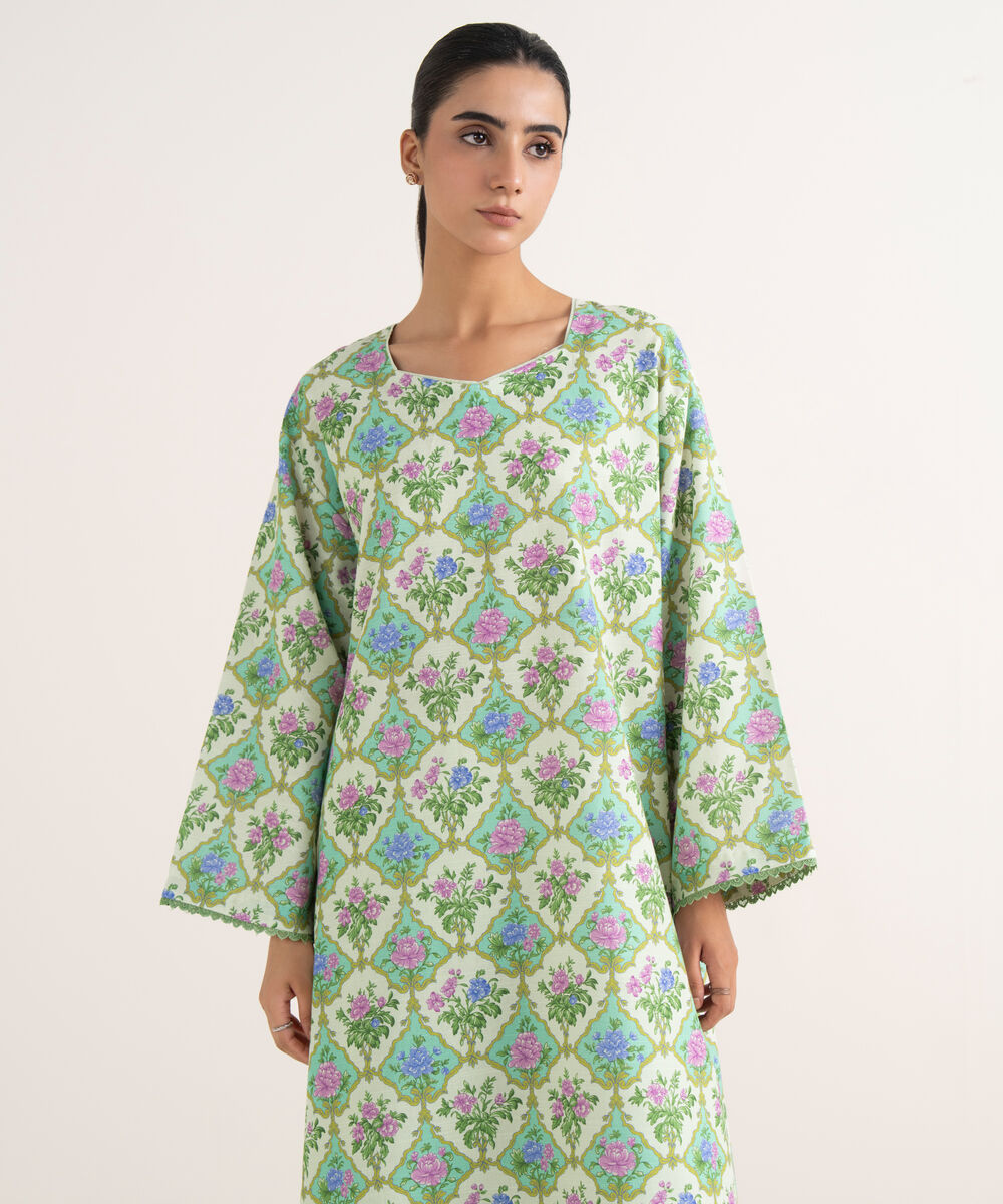 Women's Unstitched Cotton Printed Multi Two Piece Suit