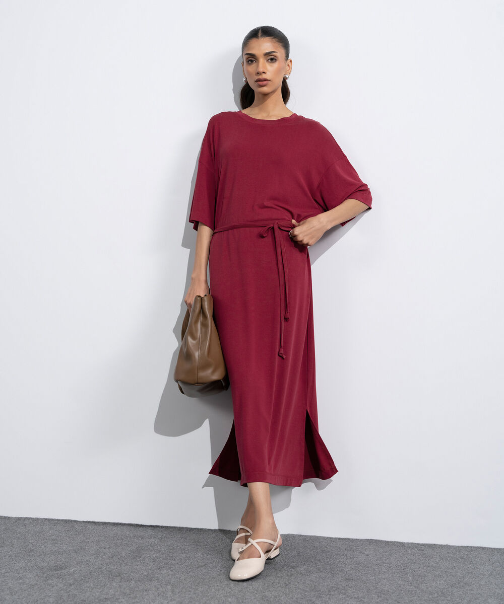 Women's Maroon Flowing Maxi Dress