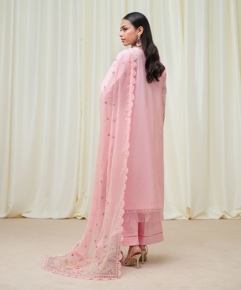 Women's Unstitched Cotton Net Dyed Three Piece Suit