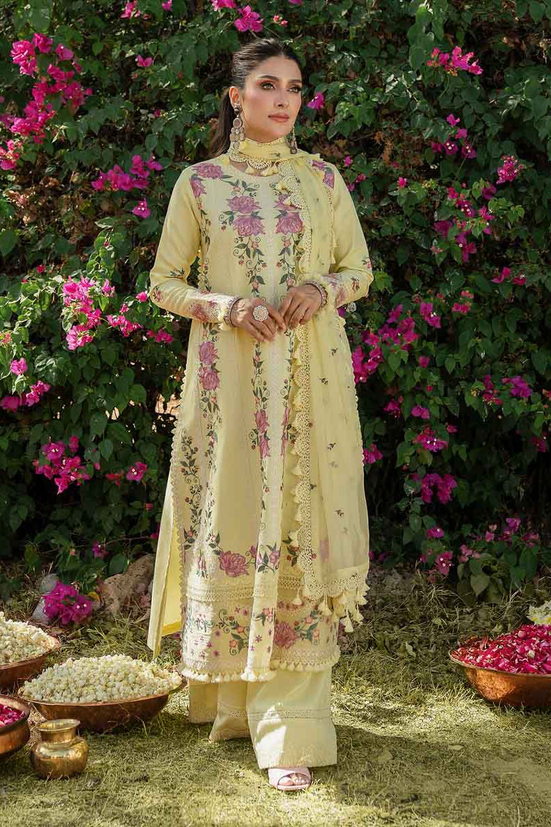3 Piece - Embroidered Cotton Satin Suit
