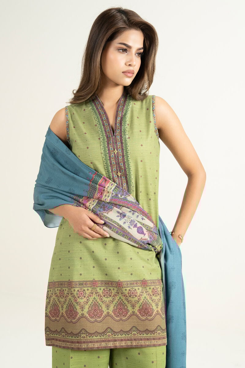 3 Piece - Printed Khaddar Suit