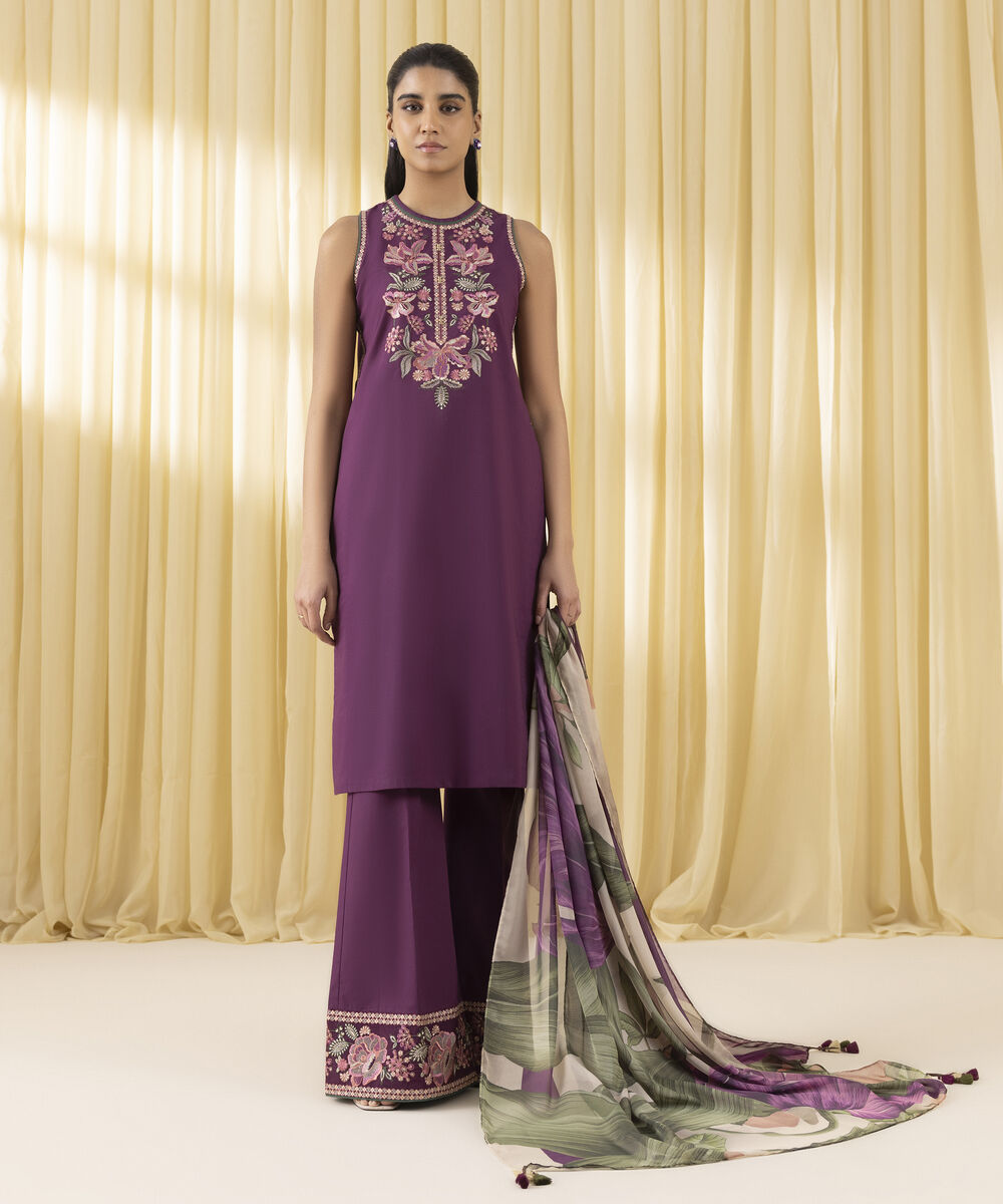 Unstitched Women's Pink Cross Hatch 3 Piece Suit