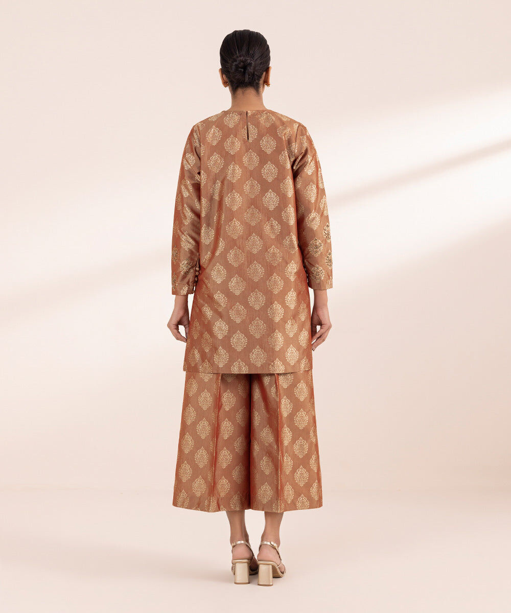 Woman - Brown Embellished Jacquard Shirt