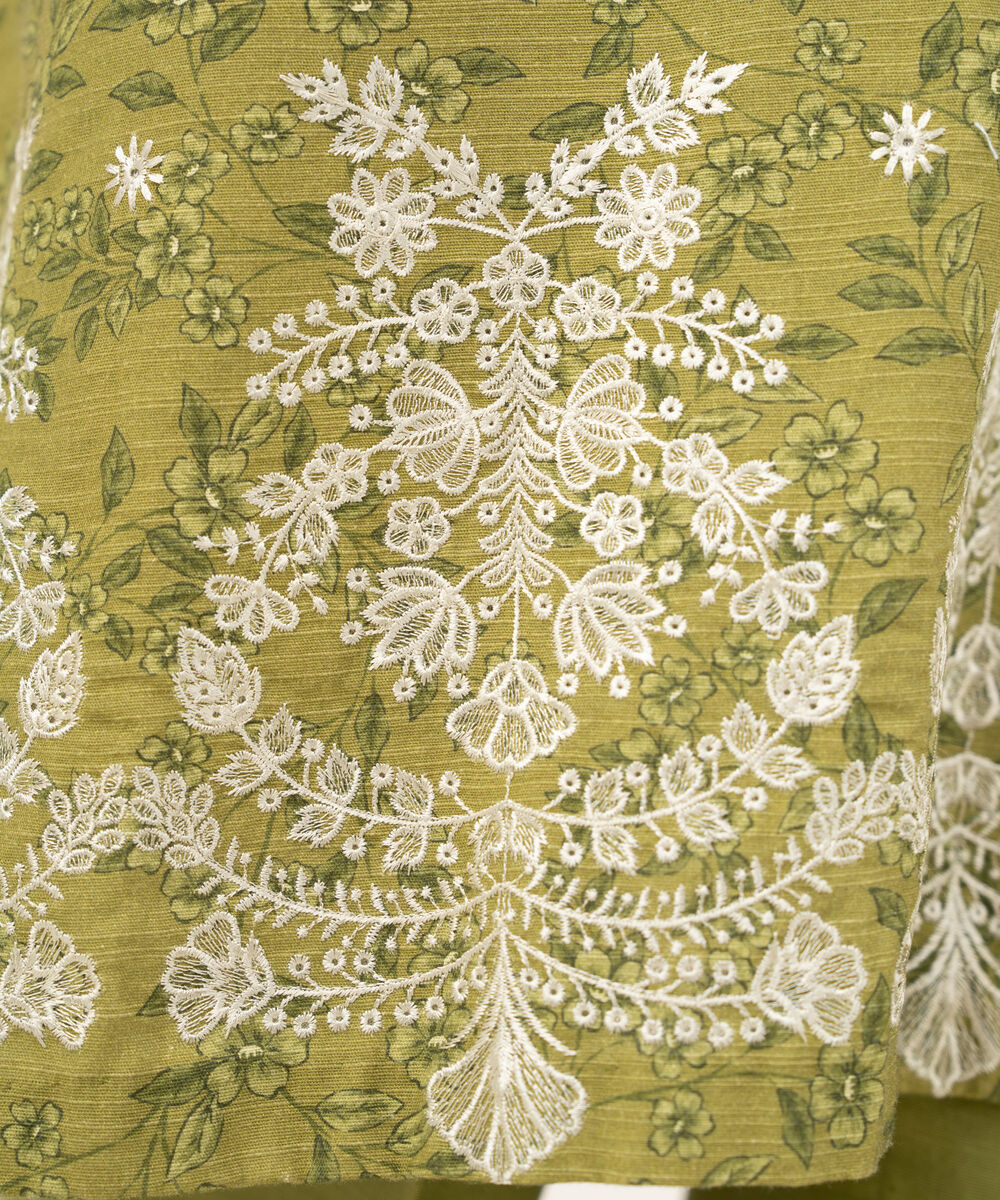 Women's Unstitched Khaddar Embroidered Green 2 Piece Suit