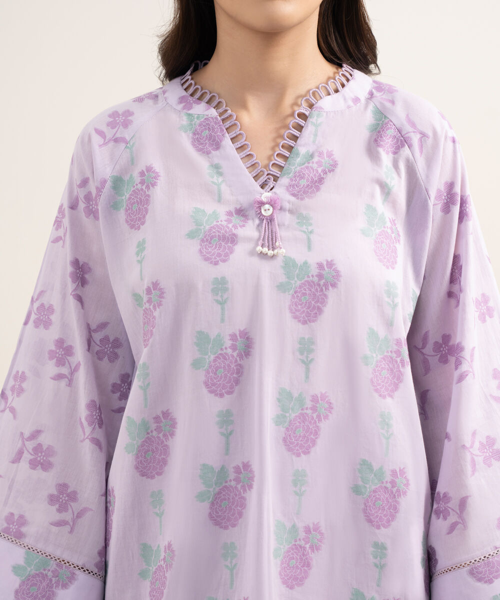 Women's RTW Extra Weft Jacquard Solid Lilac 2 Piece Suit