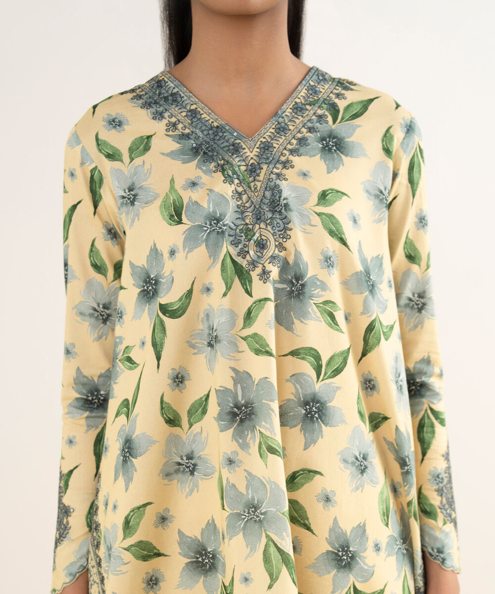 Women's Unstitched Lawn Embroidered Multi 3 Piece Suit