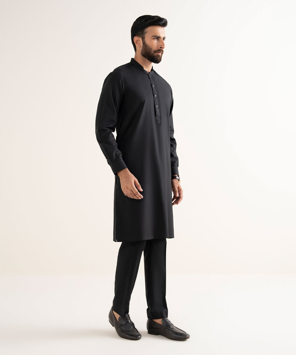 Men's 100% Cotton  Plain Black Kurta Trouser
