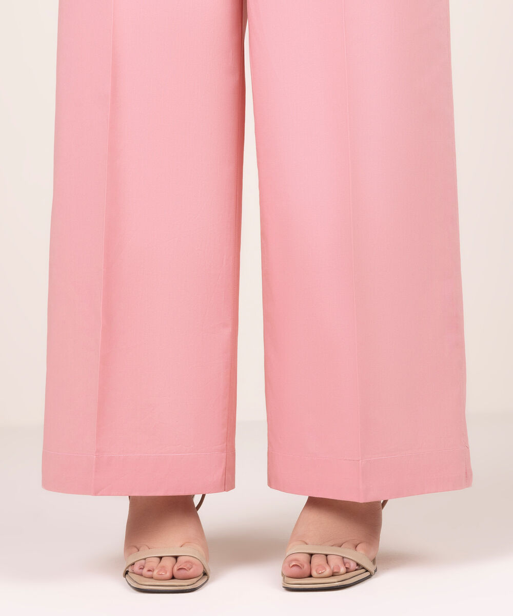 Women's RTW Lawn Solid Pink Culottes