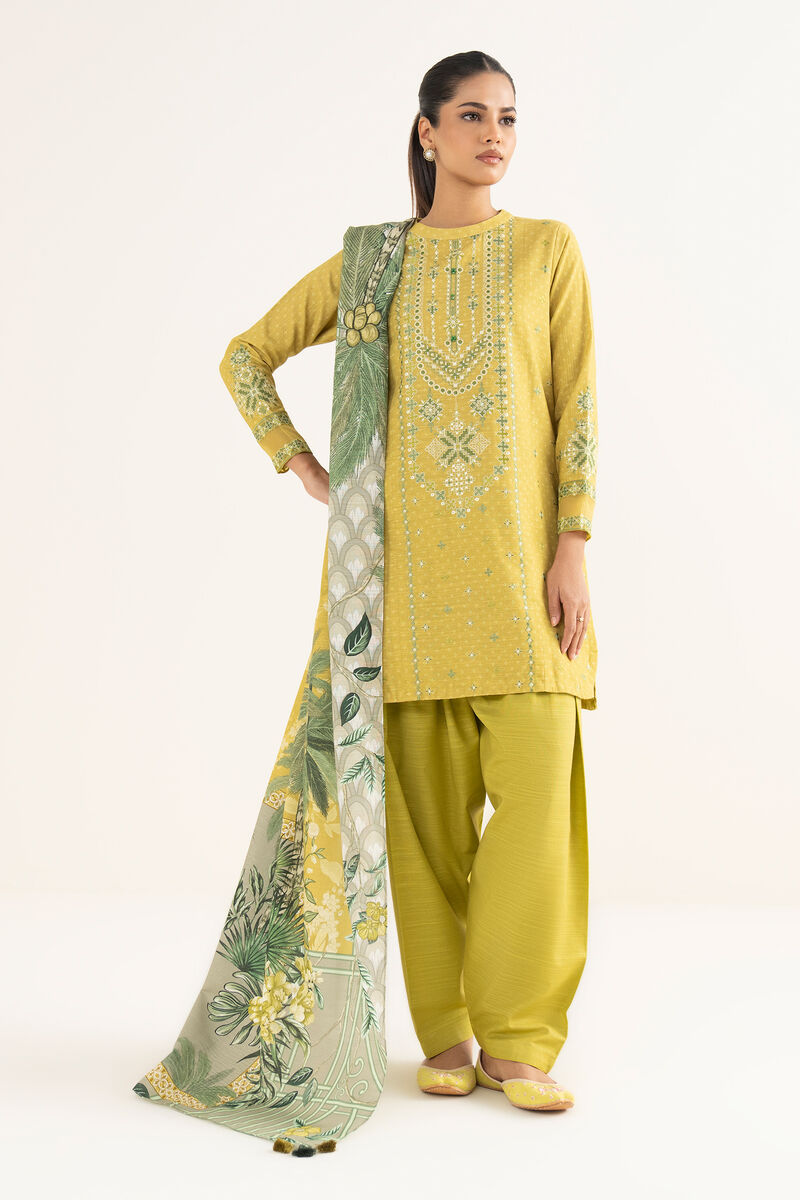 3 Piece - Embroidered Khaddar Suit