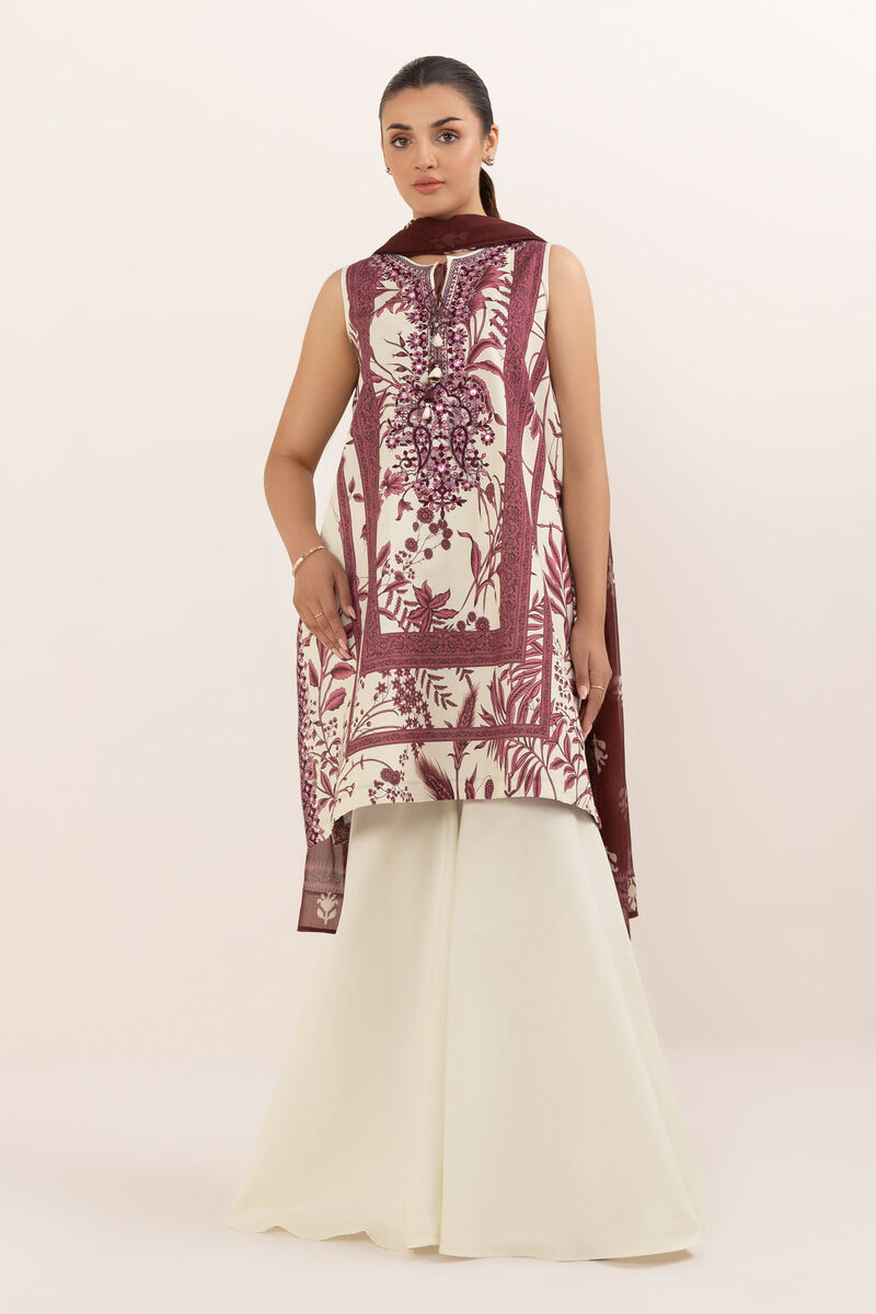 3 Piece - Embroidered Cotton Suit