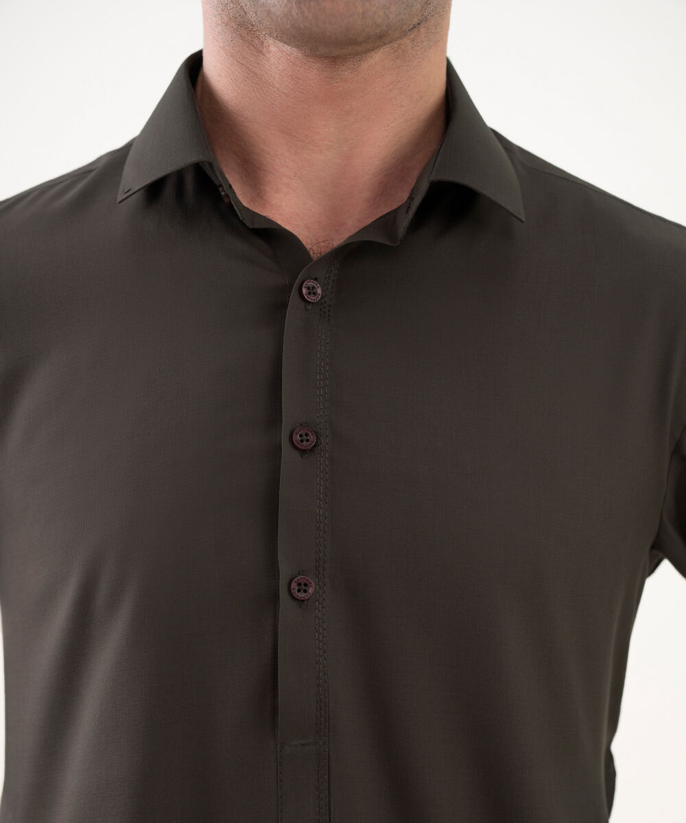 Men's 100% Cotton Plain Brown Kameez Shalwar