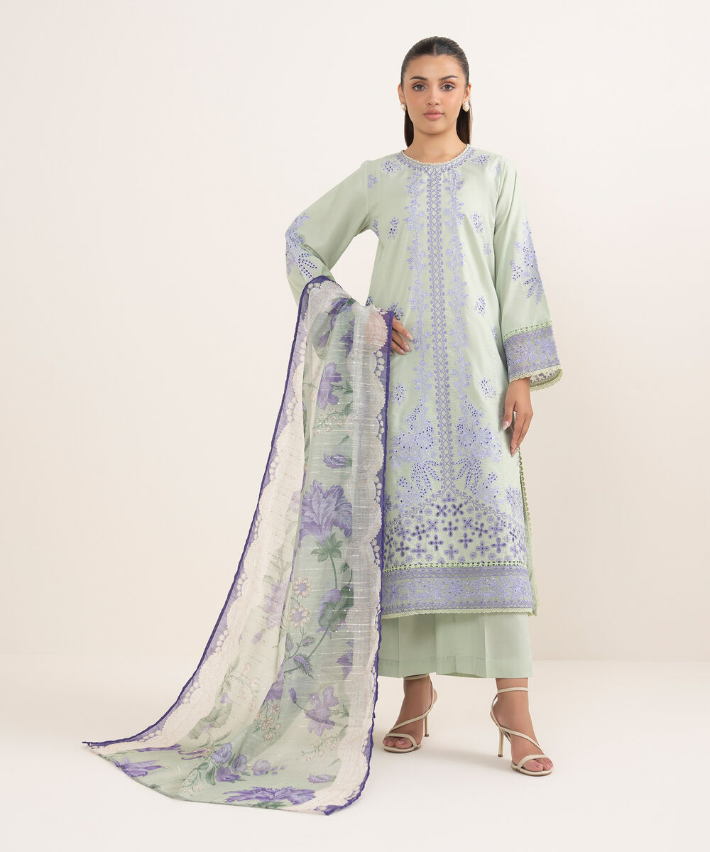 Women's RTW Cambric Mint Green Dyed Aline Shirt