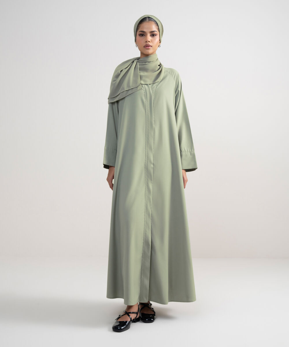 Women's Beige Raglan Abbaya Set