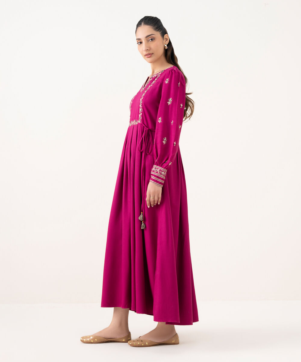 Women's RTW Viscose Marina Pink Dyed Dress