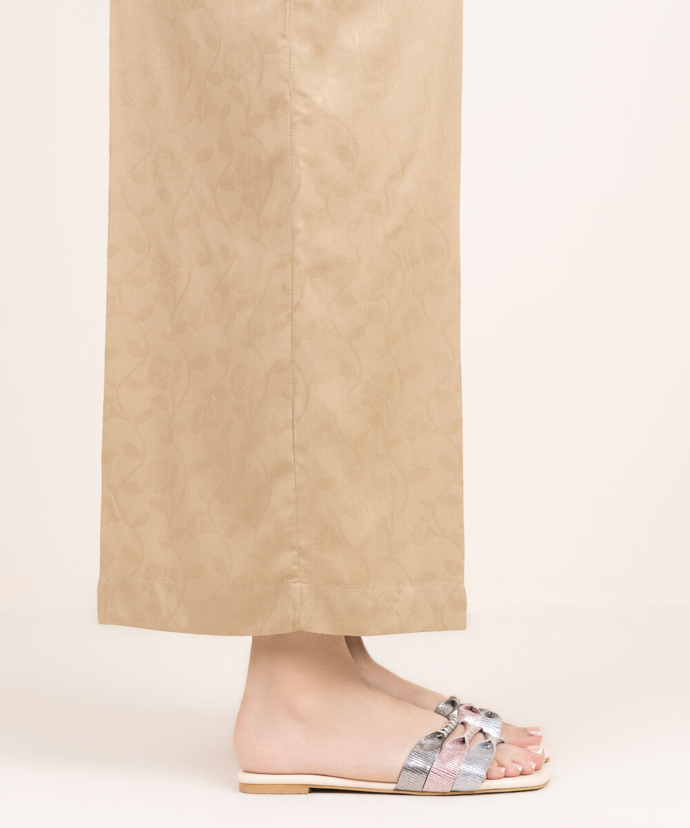 Women's RTW Arabic Self Jacquard Solid Beige Culottes
