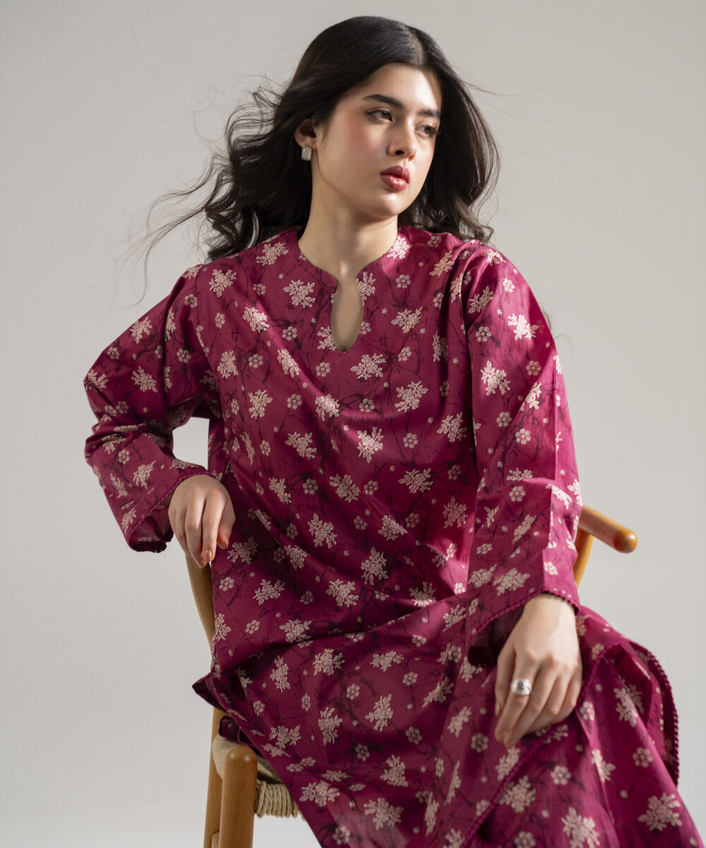 Women's RTW Lawn Printed Pink 2 Piece Suit