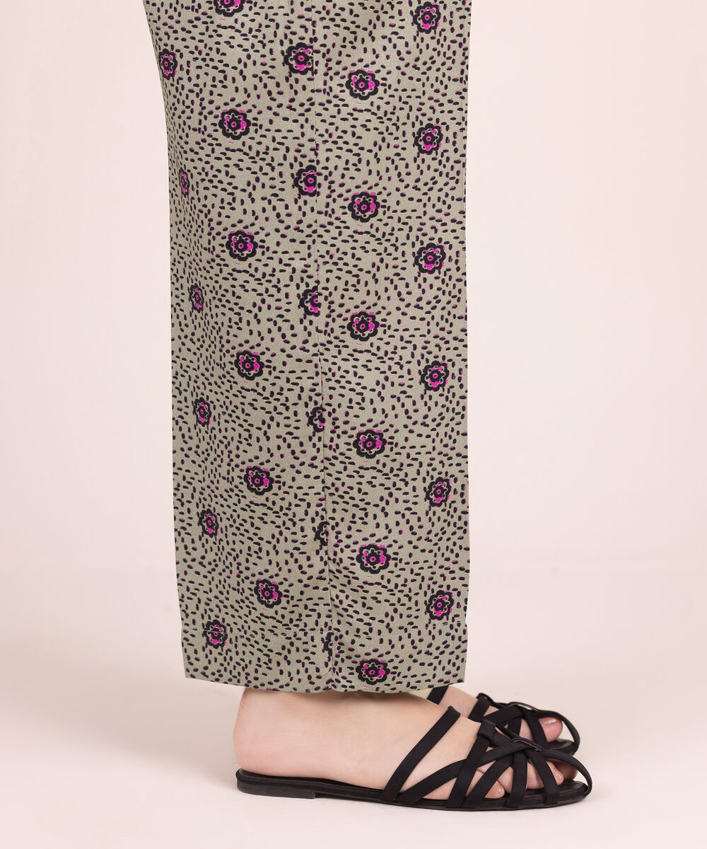 Women's RTW Arabic Dobby Printed Grey Straight Pants