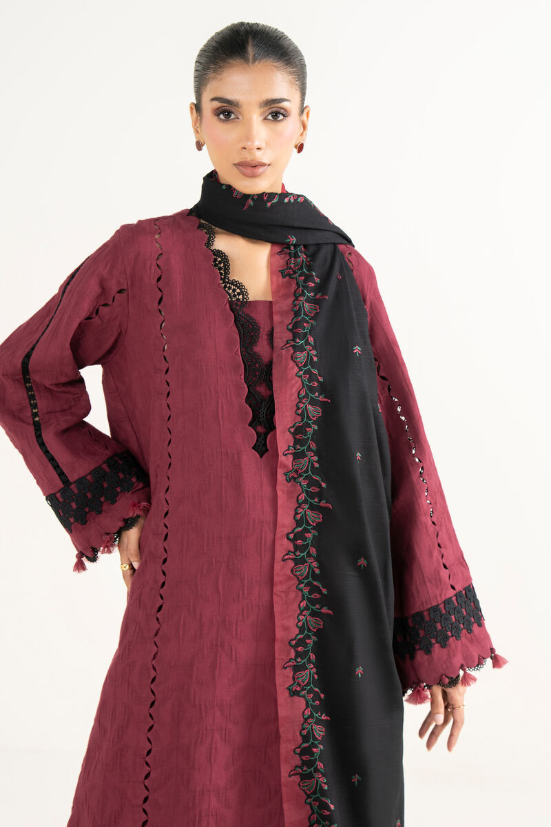 3 Piece - Embroidered Cotton Jacquard Suit