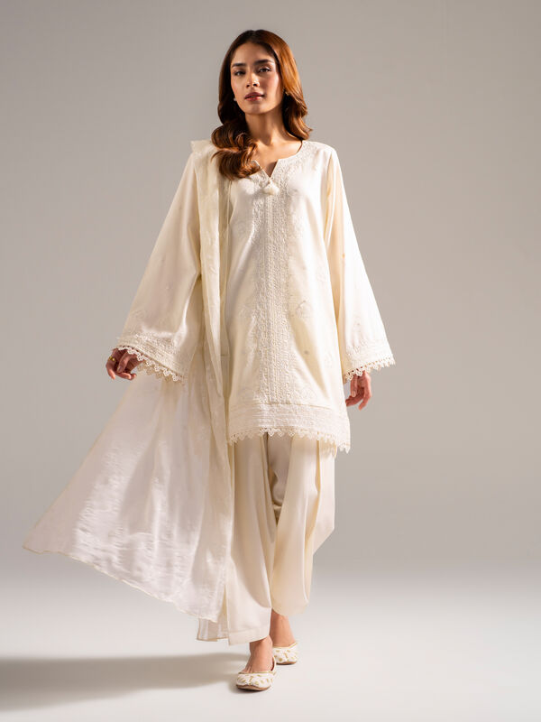3 Piece - Embroidered Dobby Suit