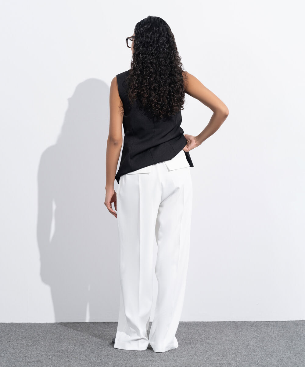 Women's Western Wear White Tailored Wide Leg Trousers