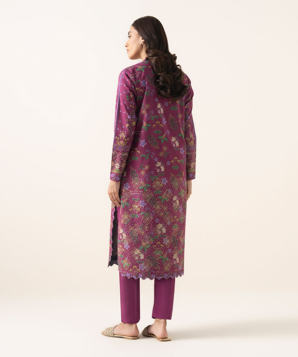 Women's Unstitched Lawn Printed Purple 2 Piece Suit