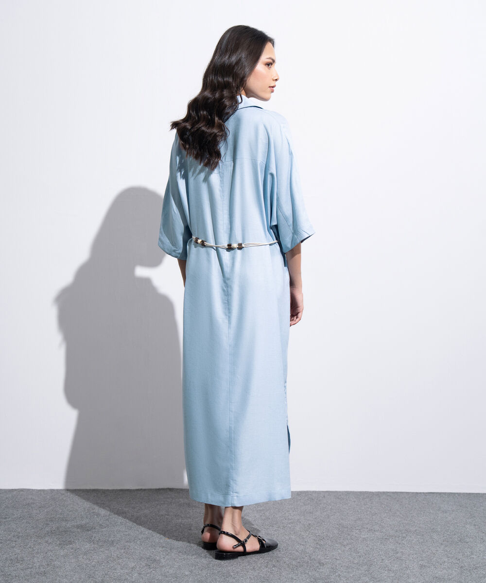 Women's Western light Blue Cocoon Dress With Kimono Sleeve