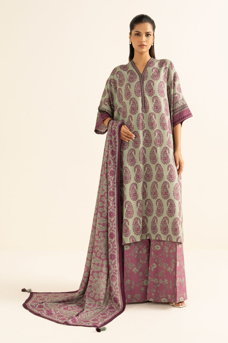 3 Piece - Printed Khaddar Suit