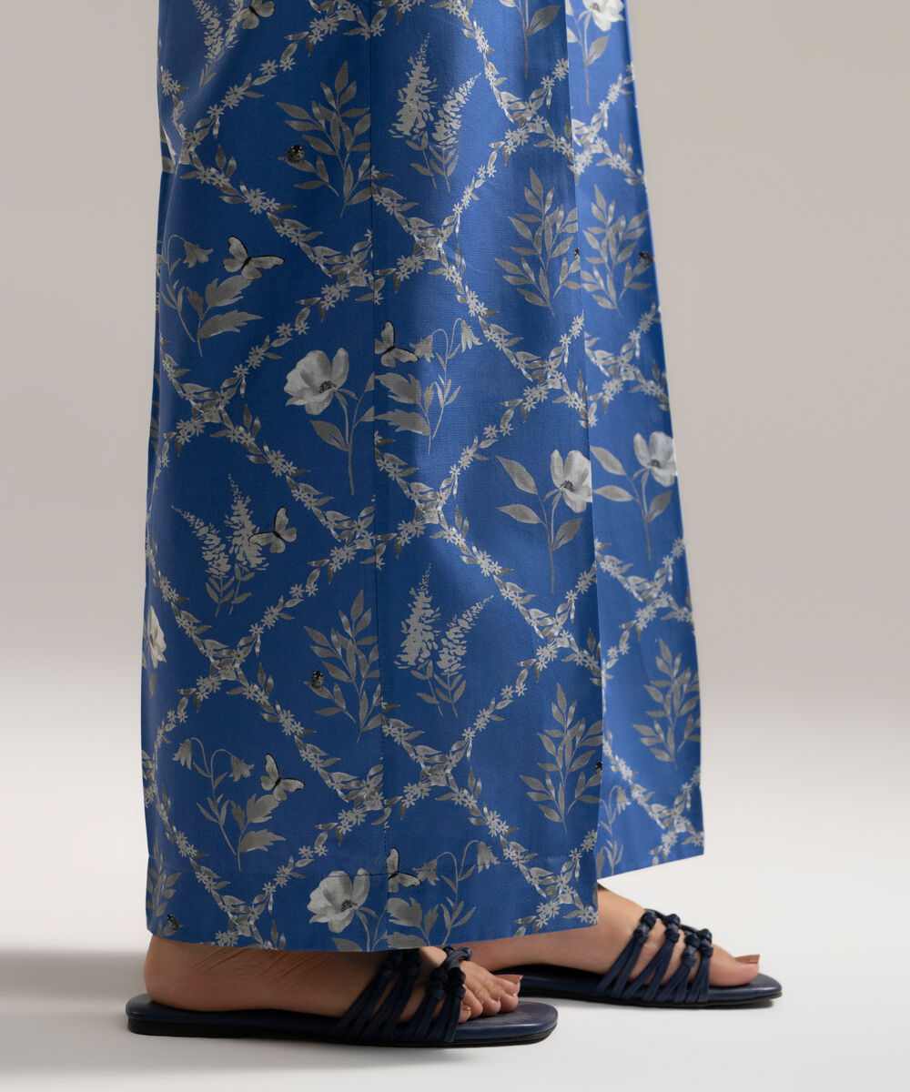 Women's RTW Cambric Printed Blue Culottes