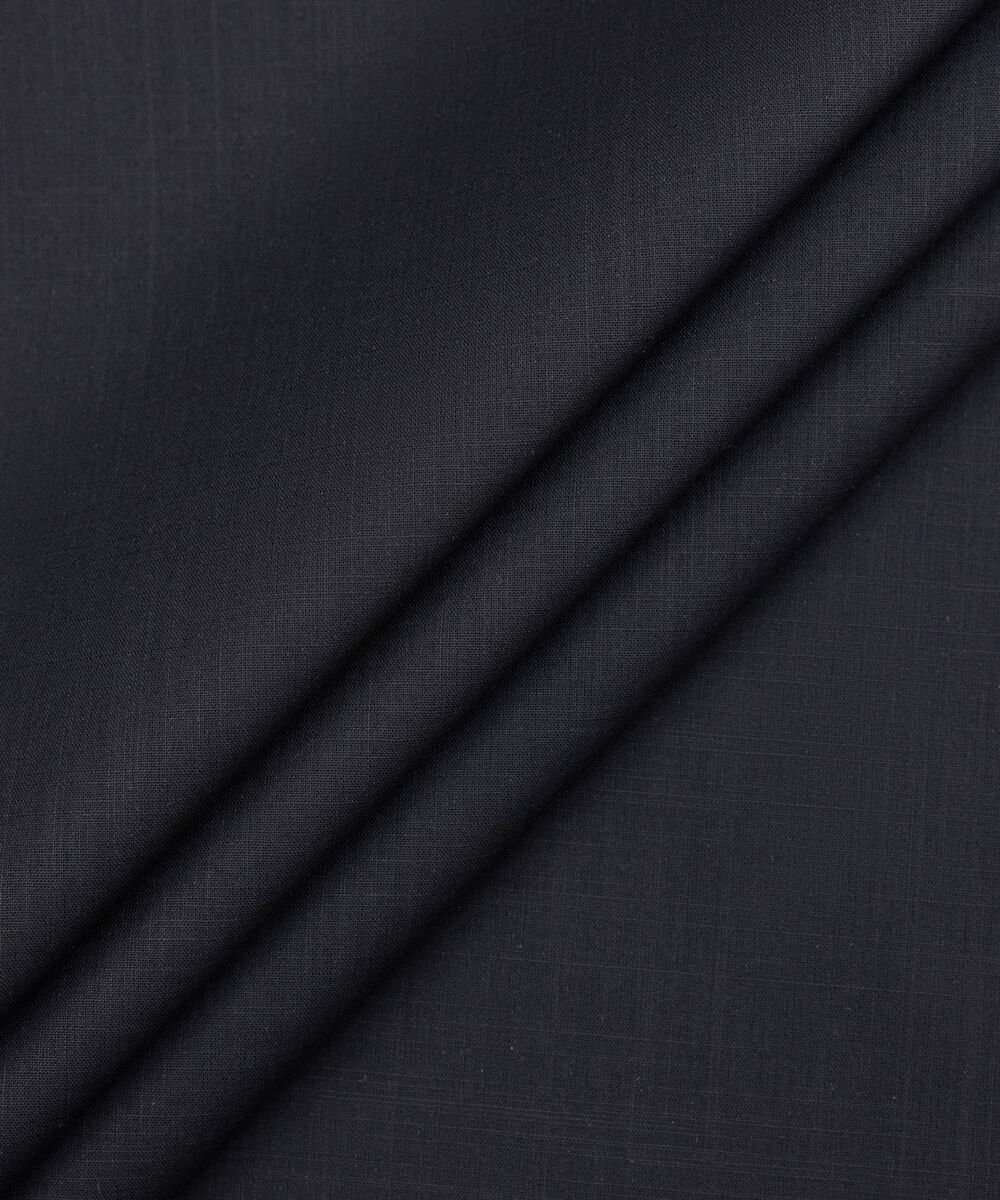 Men's Unstitched Two-Piece Black Premium Slub Cotton Suit