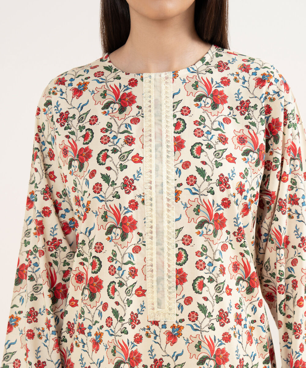 Women's RTW Lawn Multi Embroidered A-Line Shirt