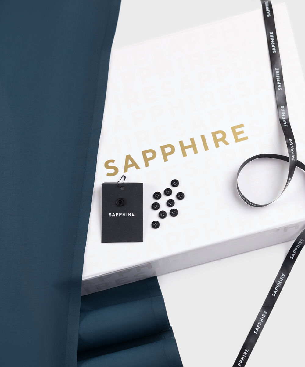 Men's Unstitched Two-Piece Premium Giza Cotton Navy Blue Suit.