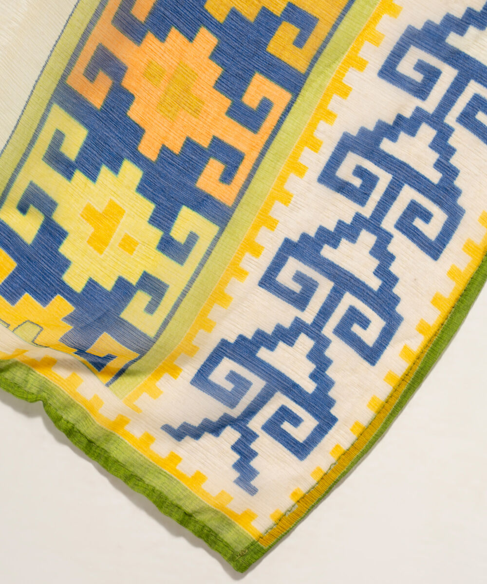 Blended Chiffon Printed Yellow Dupatta