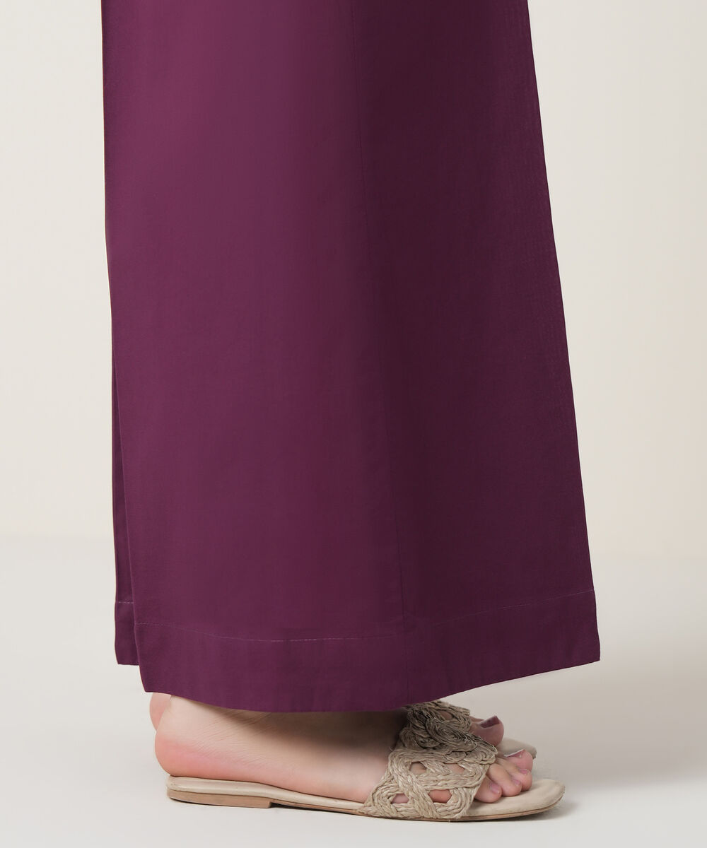 Women's RTW Cambric Purple Solid Trousers