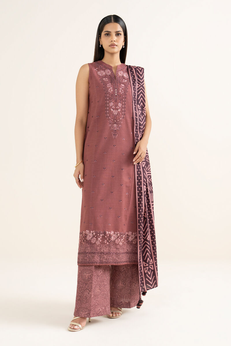 3 Piece - Embroidered Khaddar Suit