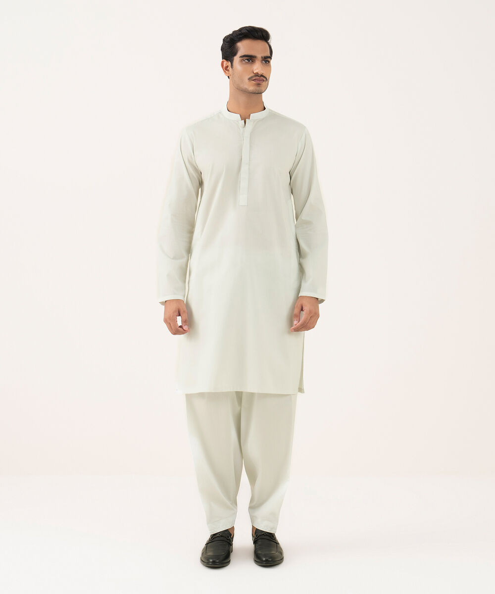 Men's 100% Cotton Plain Light Aqua Kurta Shalwar