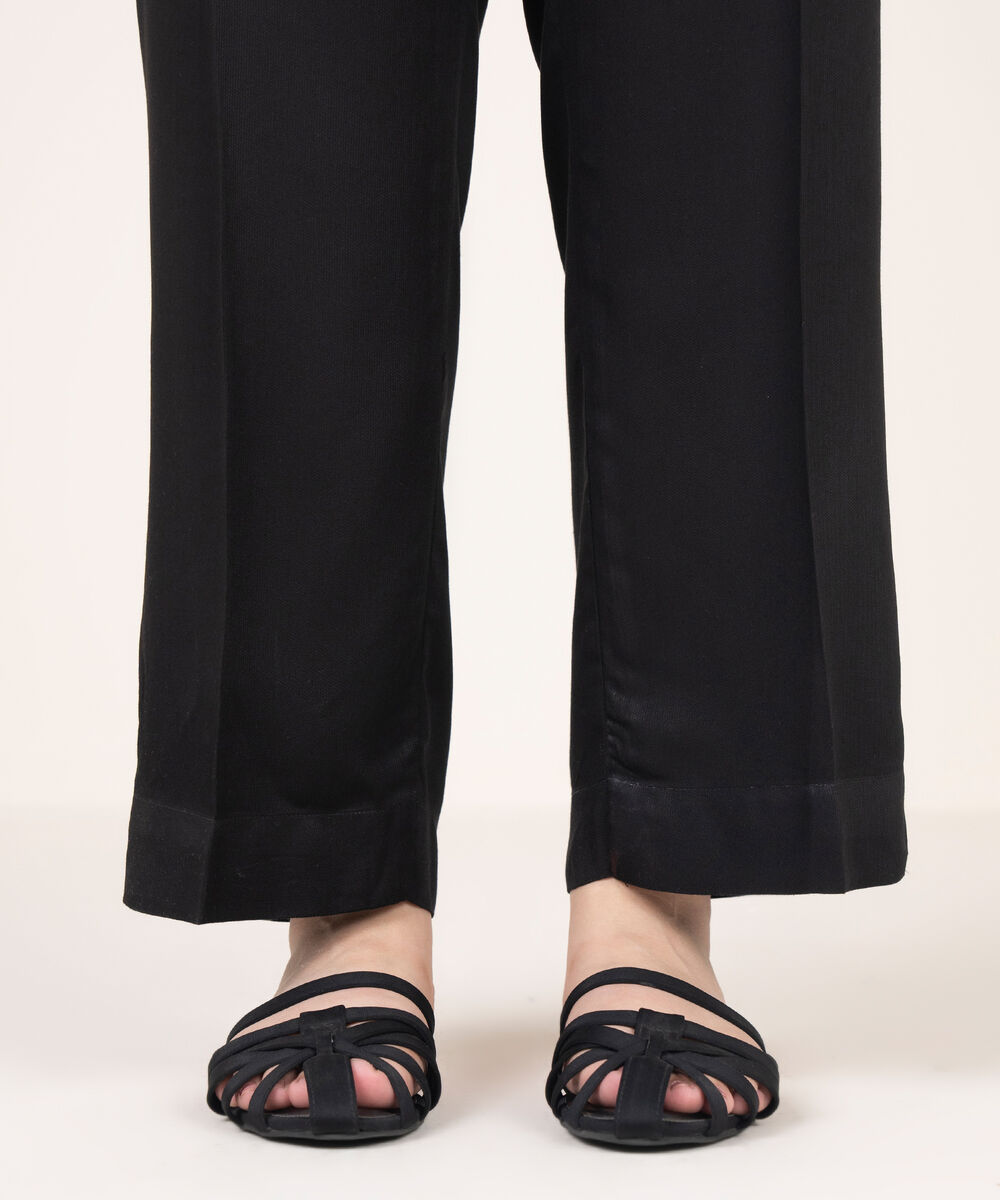 Women's RTW Bedford Solid Black Straight Pants