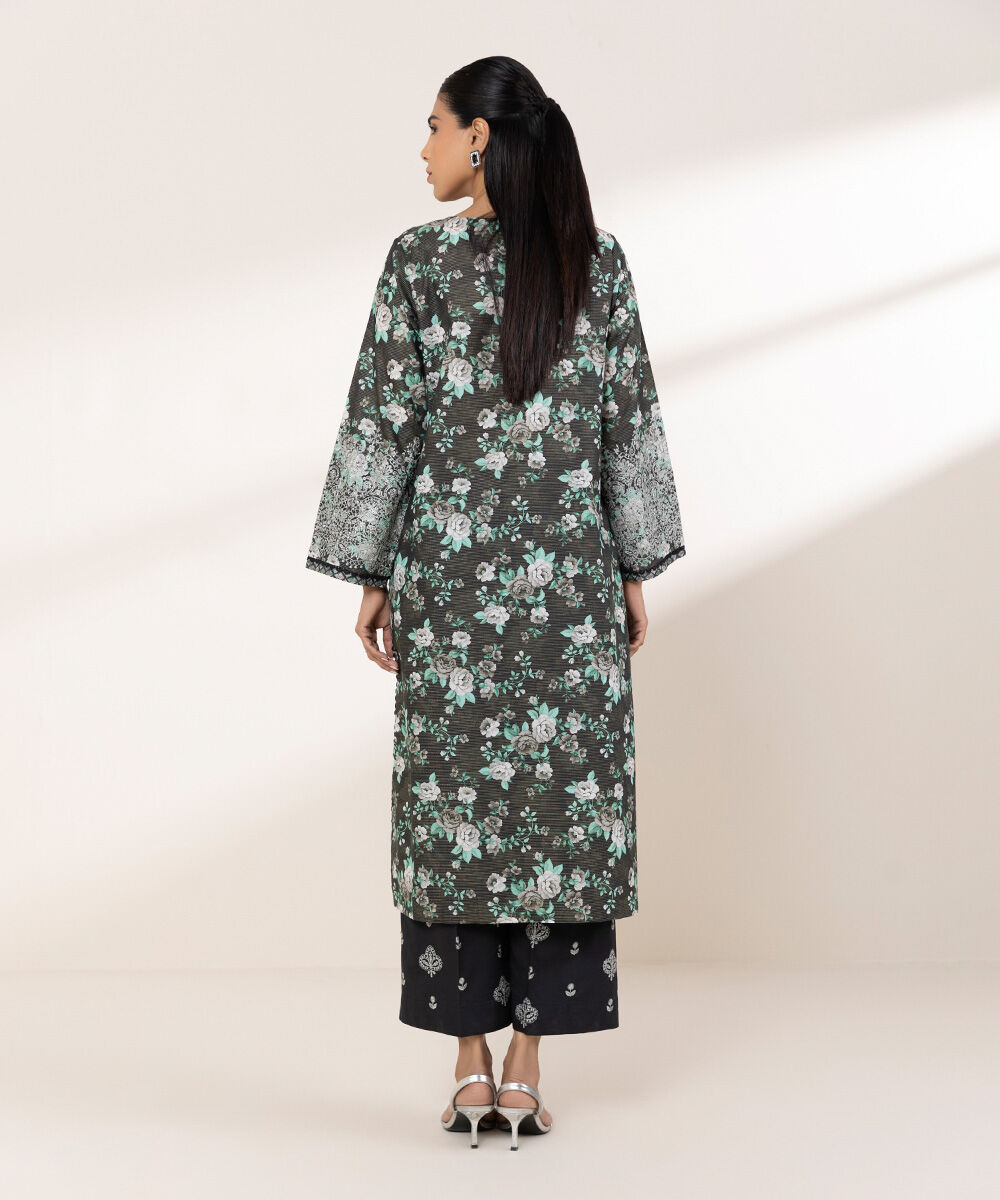 Women's RTW Zari Lawn Black Embroidered A-Line Shirt