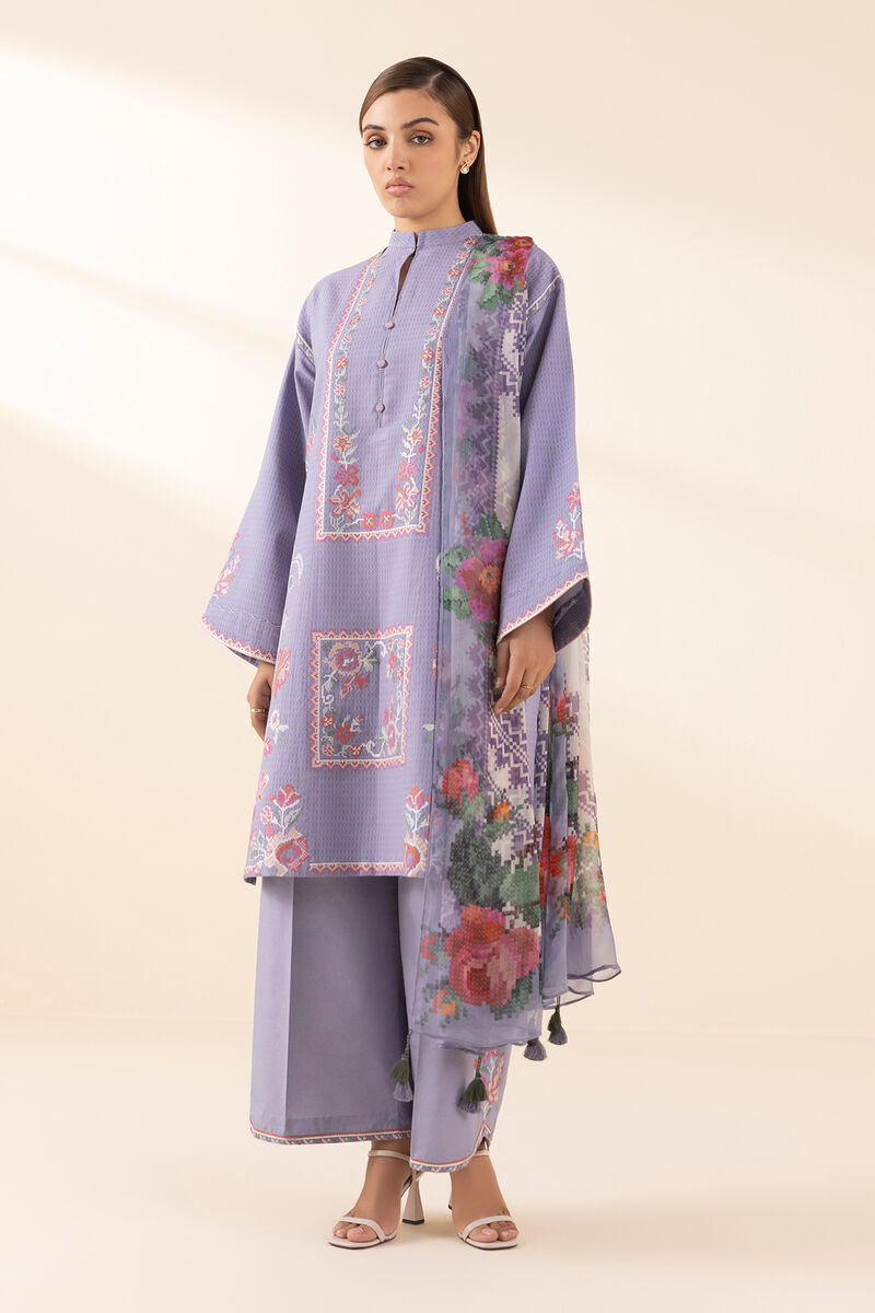 3 Piece - Embroidered Dobby Suit