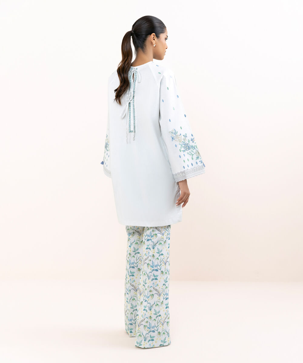 Women's Unstitched Lawn Embroidered Grey Two Piece Suit