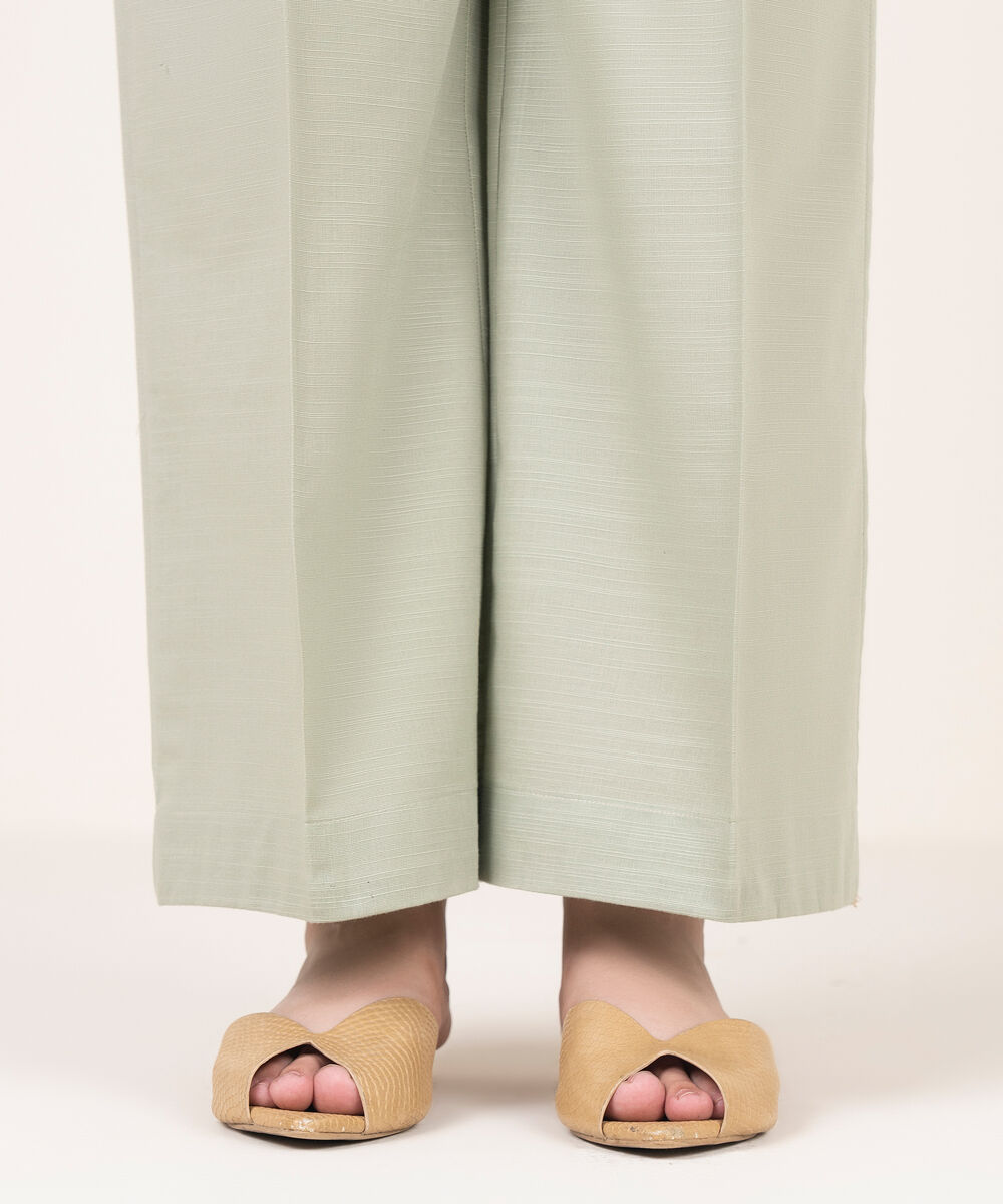 Women's RTW Khaddar Solid Grey Flared Pants